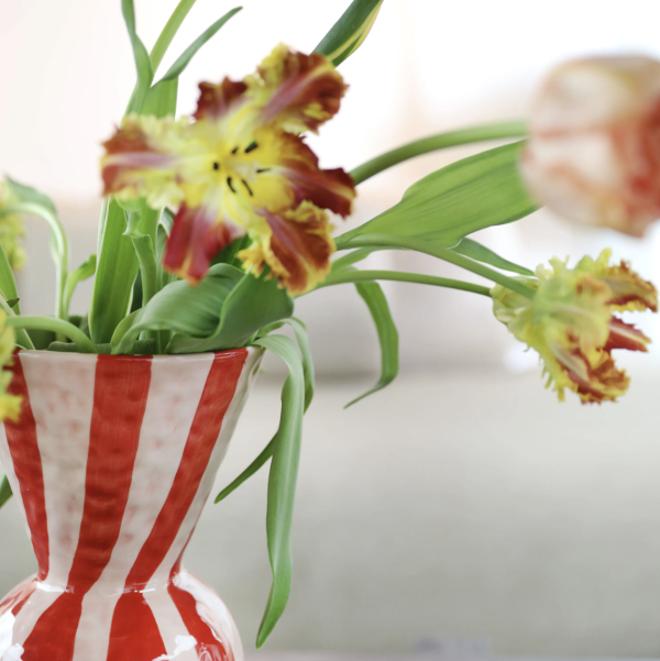 Vase Red Rhombic Pattern